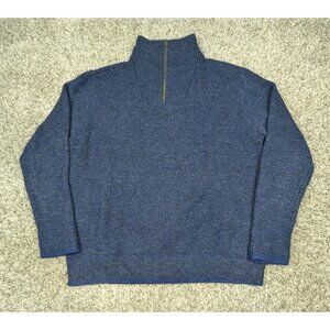 Irelands Eye Men’s Sweater 1/4 Zip Sz Medium 100% Wool Blue IrelandsEye